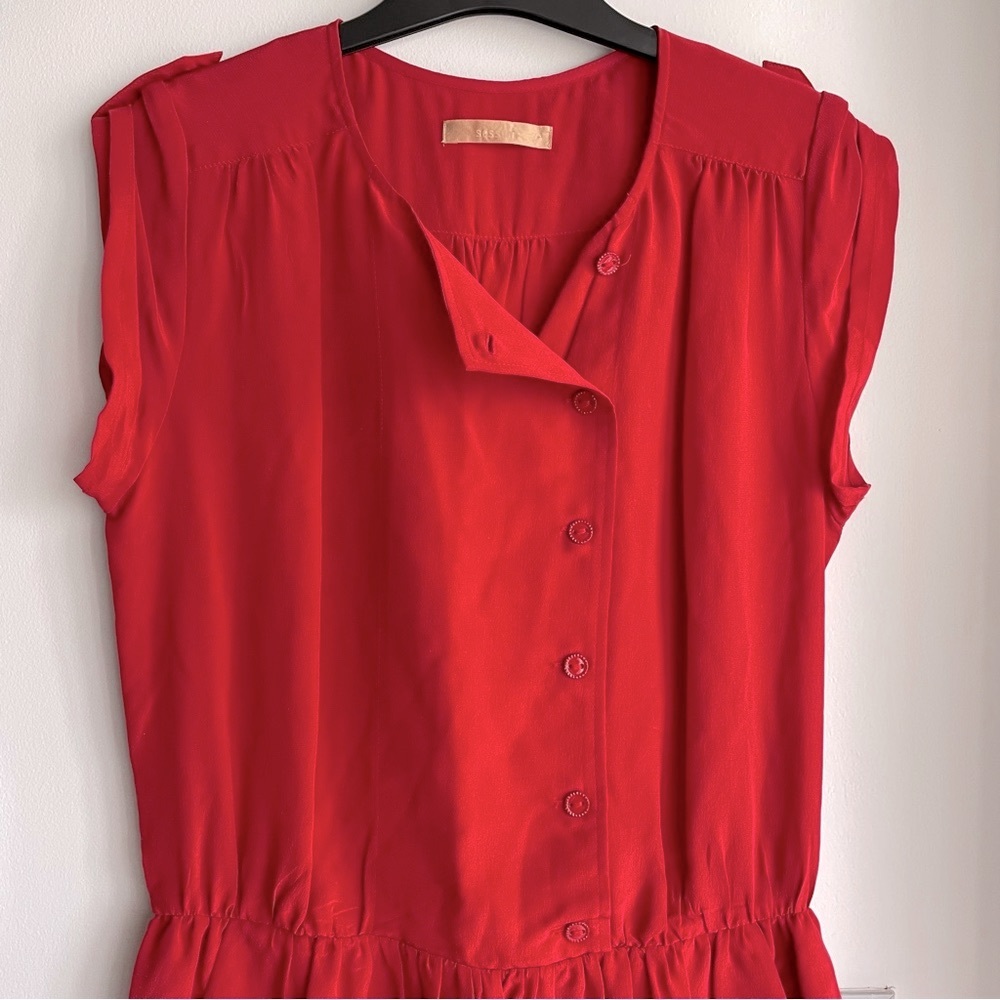 SESSUN Red 100% Silk Dress - Picture 3 of 9